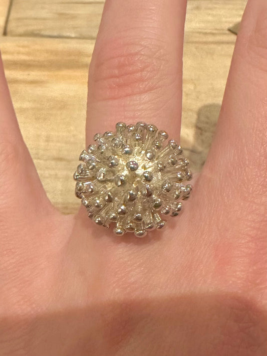 Vintage Star Burst 925 Silver Size Q1/2 Ring