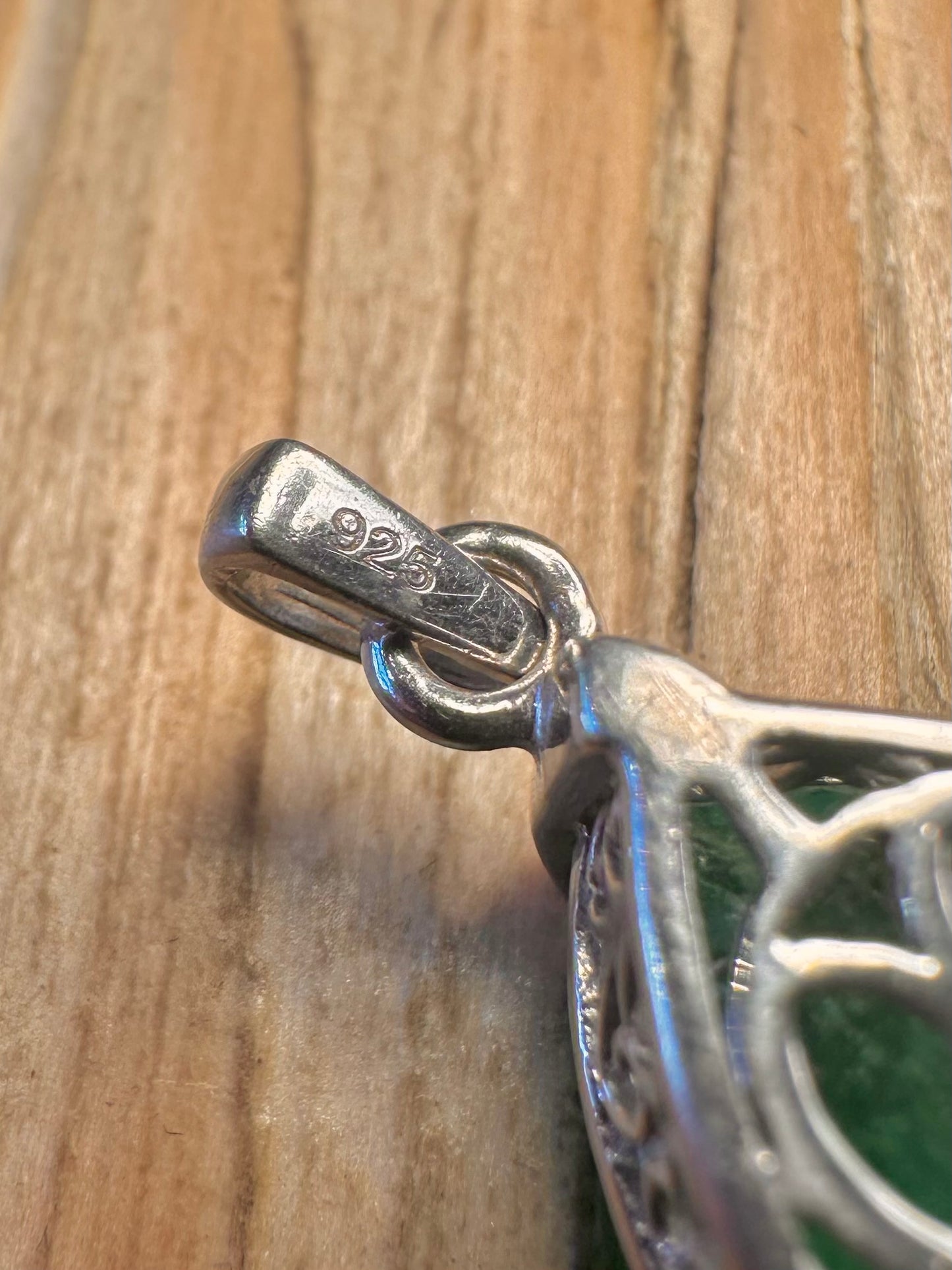 Vintage Emeraldine Quarts 925 Sterling Silver Pendant