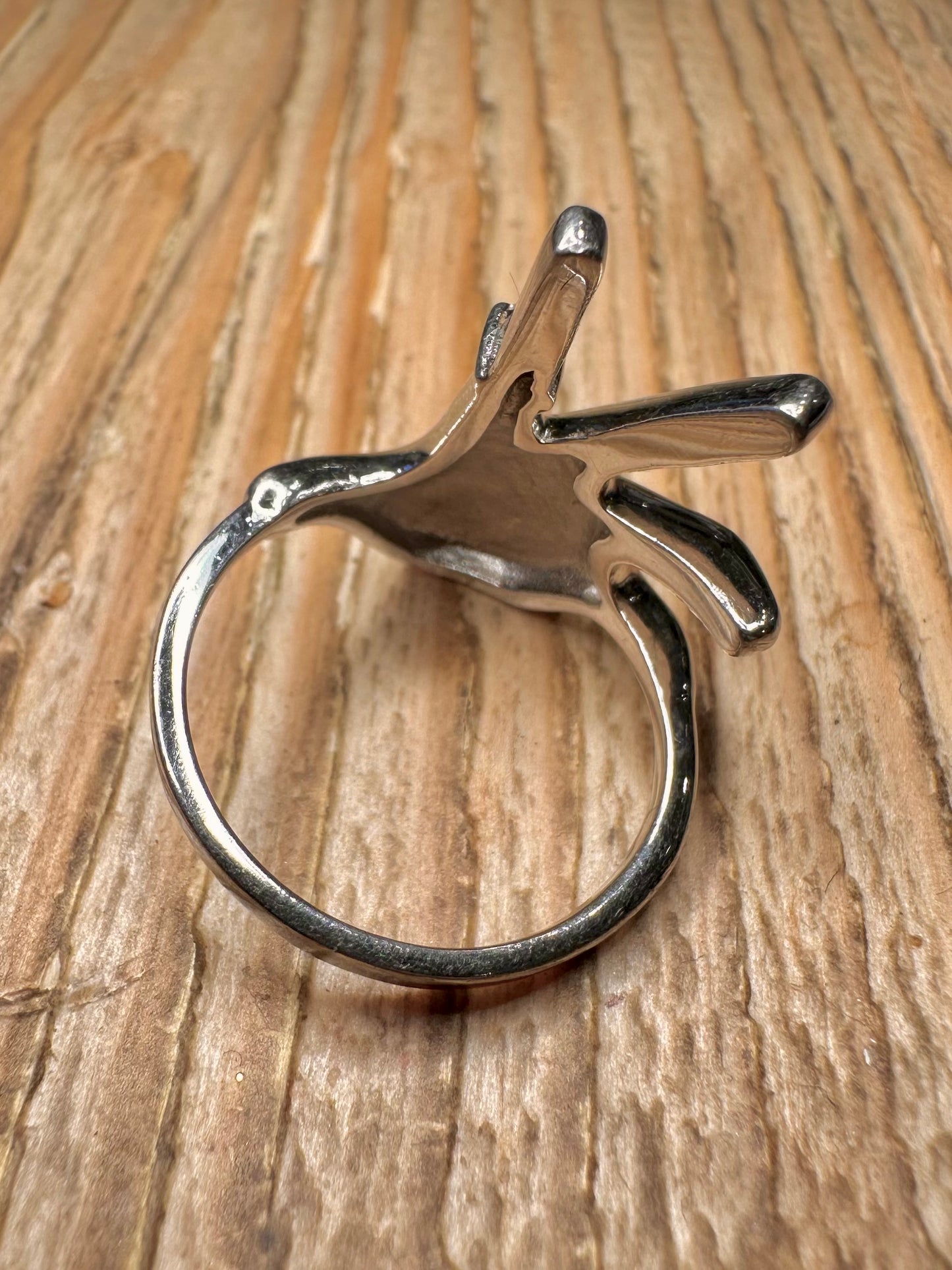 Moderner handförmiger Zirkonia-Ring aus 925er Sterlingsilber, Größe R