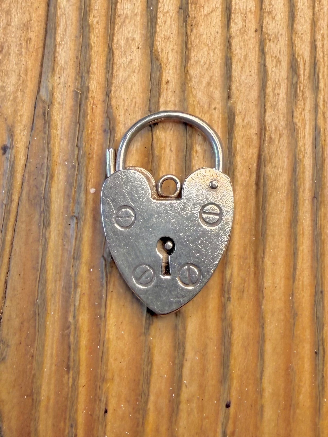Large Heart 1976 Padlock Maker PJC Birmingham 925 Sterling Silver Pendant