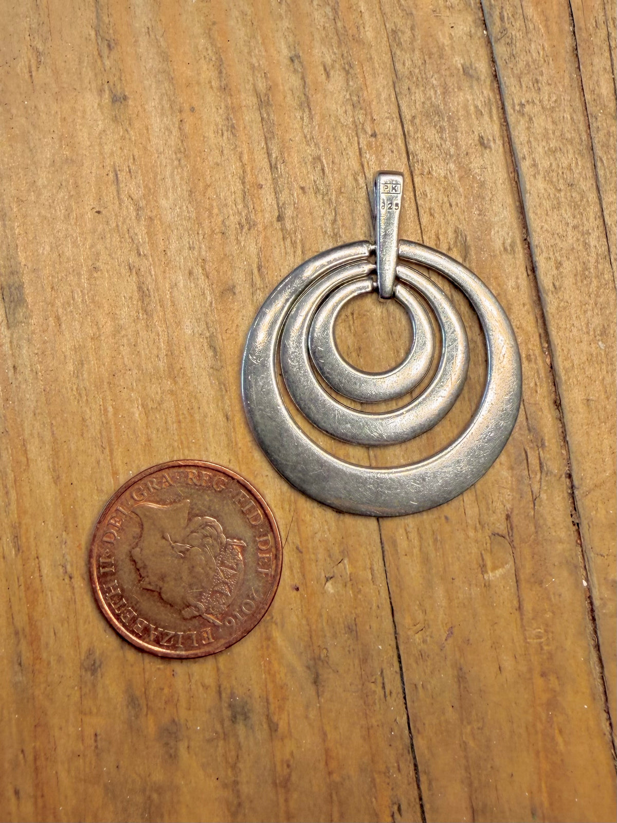 Modernist Triple Moving Disc 925 Sterling Silver Pendant