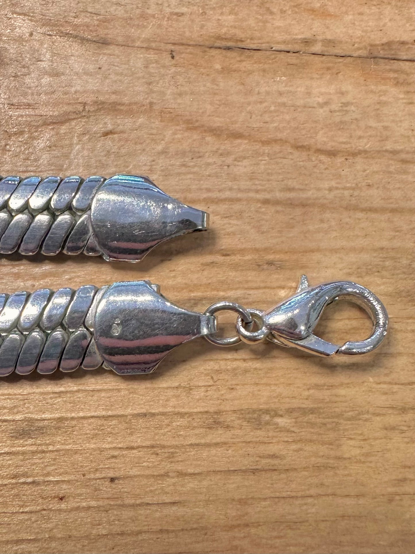 Vintage Chunky Herringbone 925 Silver 17.8 inch Necklace