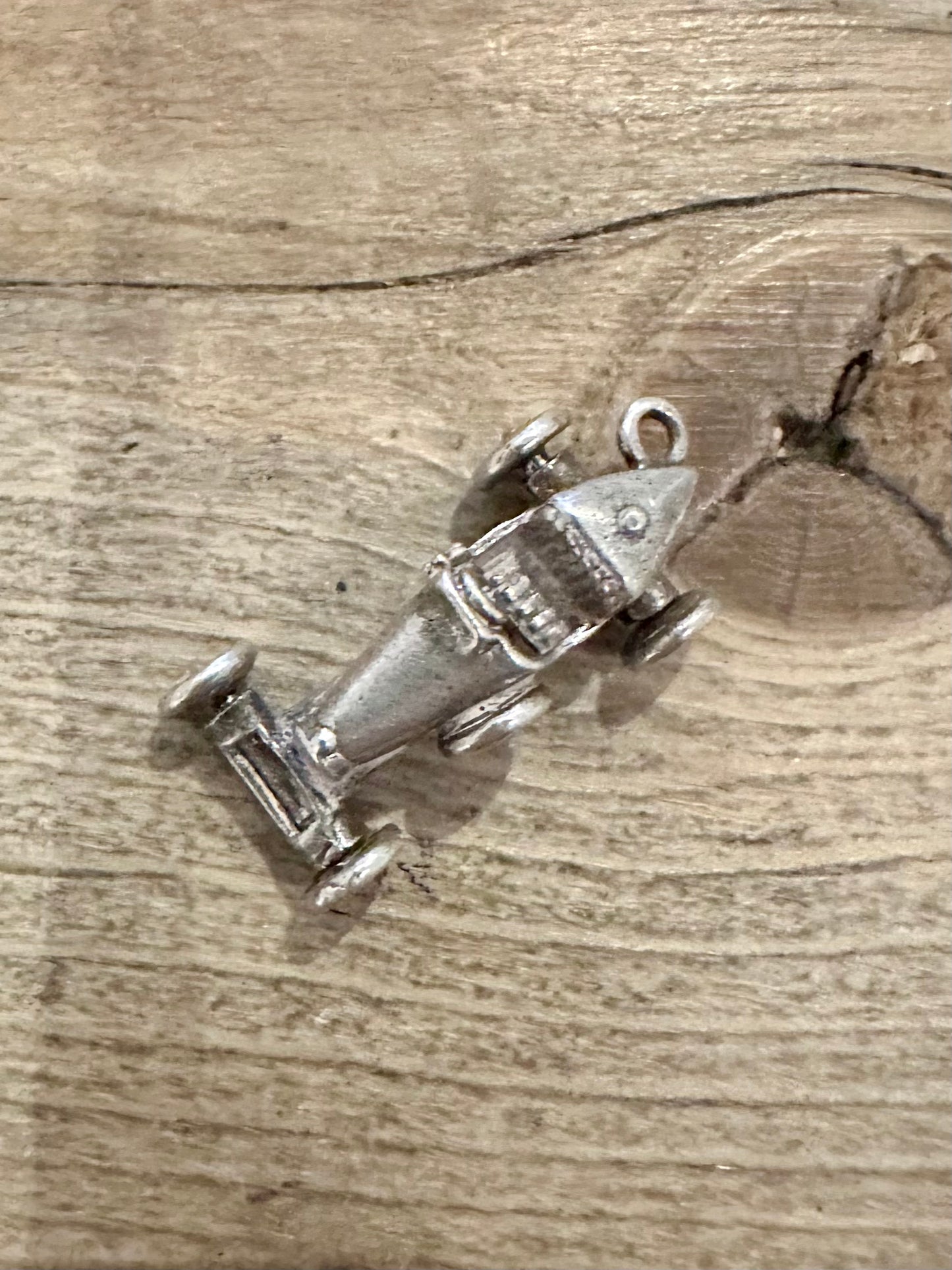 Vintage Race Car 925 Silver Charm Pendant