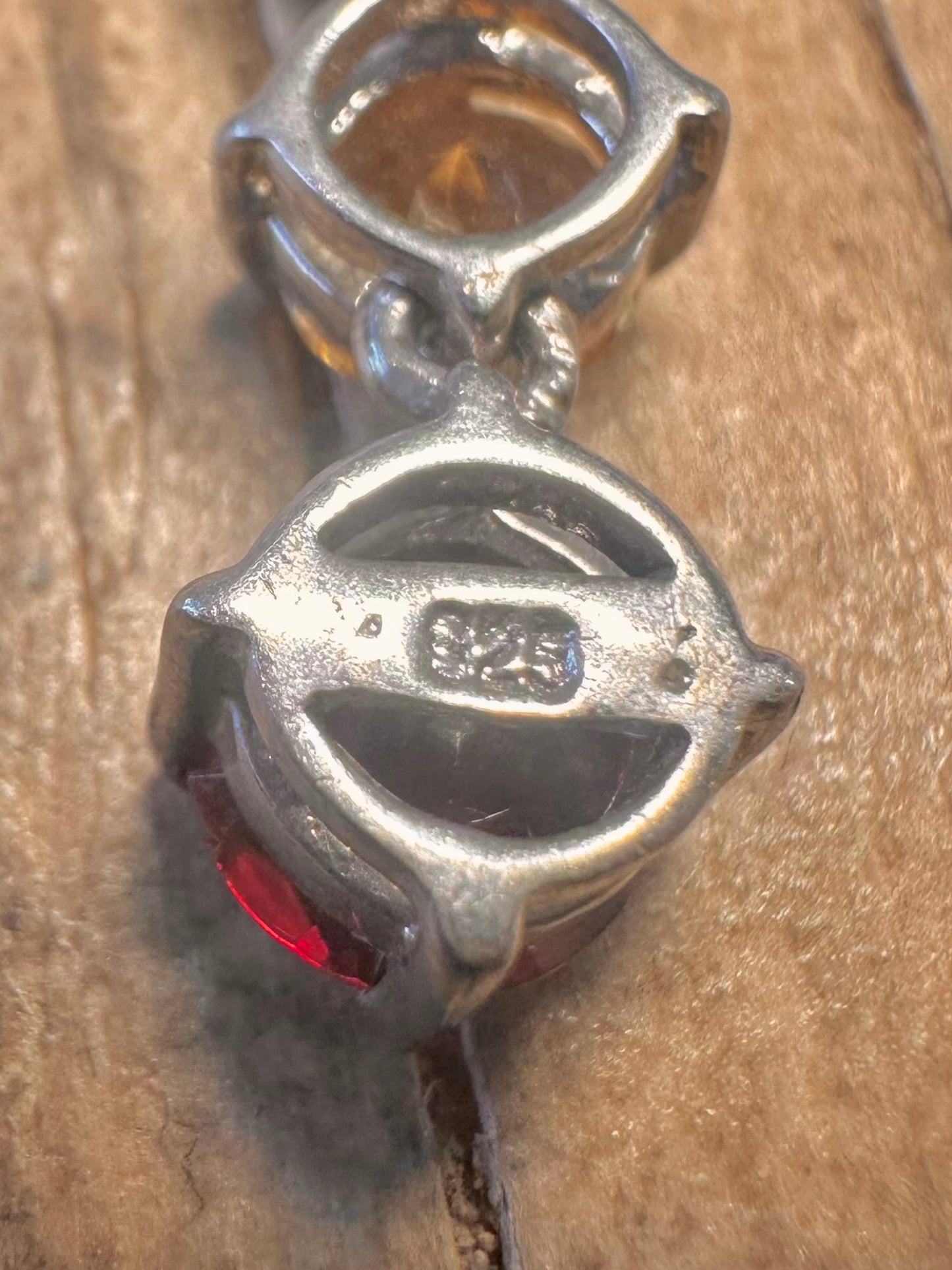 Vintage Garnet and Citrine 925 Sterling Silver Pendant