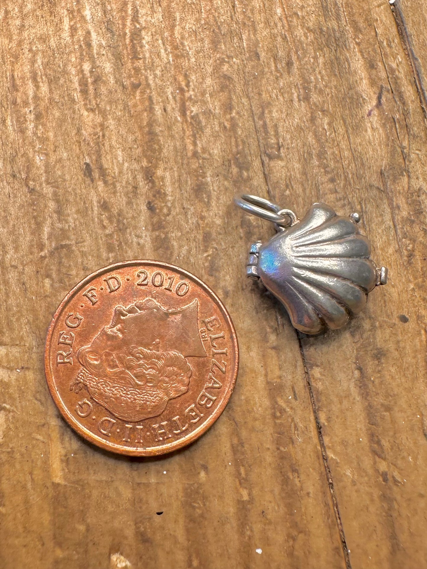 Nuvo Shell Hinged with Pearl 925 Sterling Silver Charm Pendant