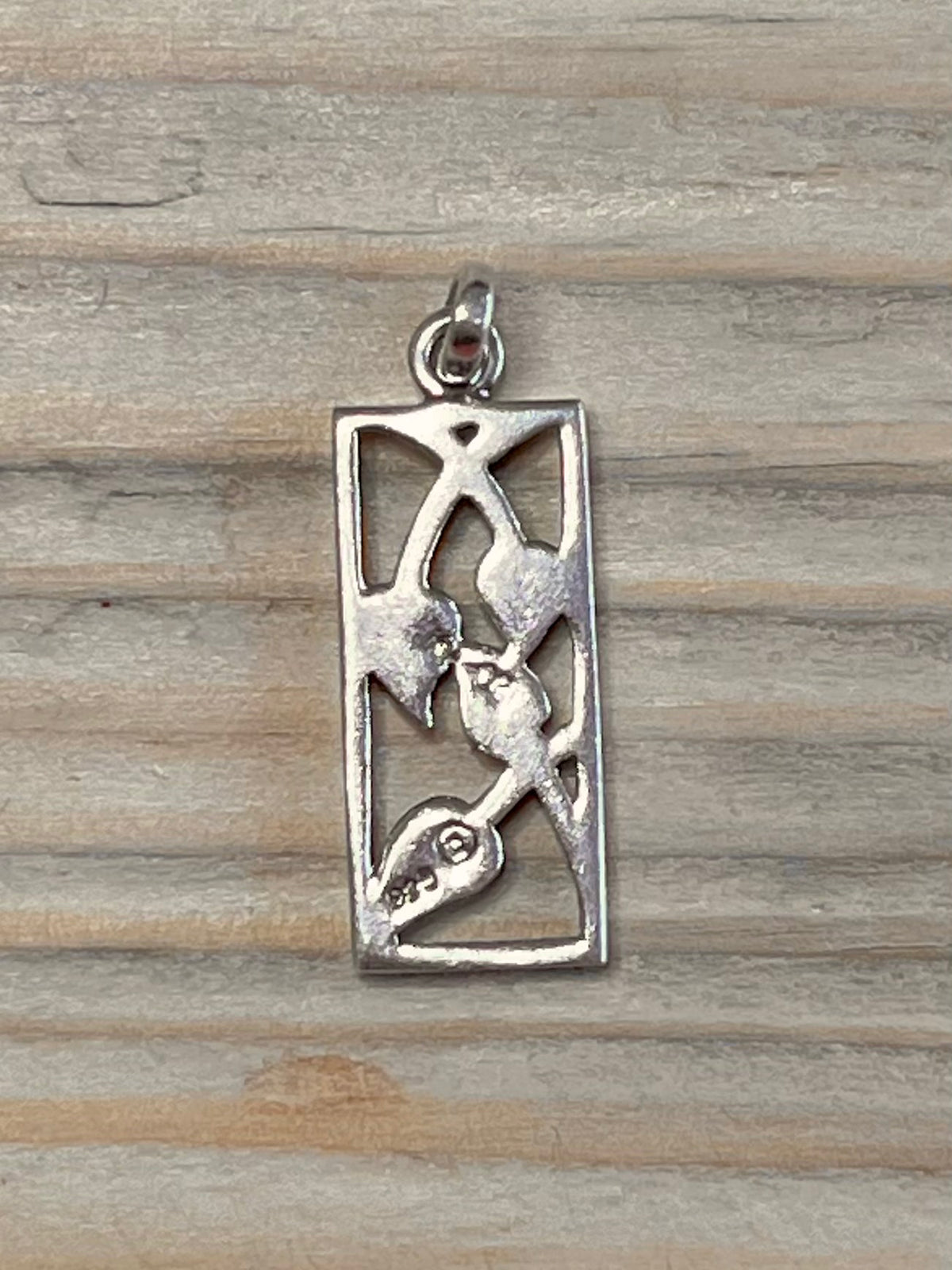 Vine Leaf Rectangle 925 Sterling Silver Pendant
