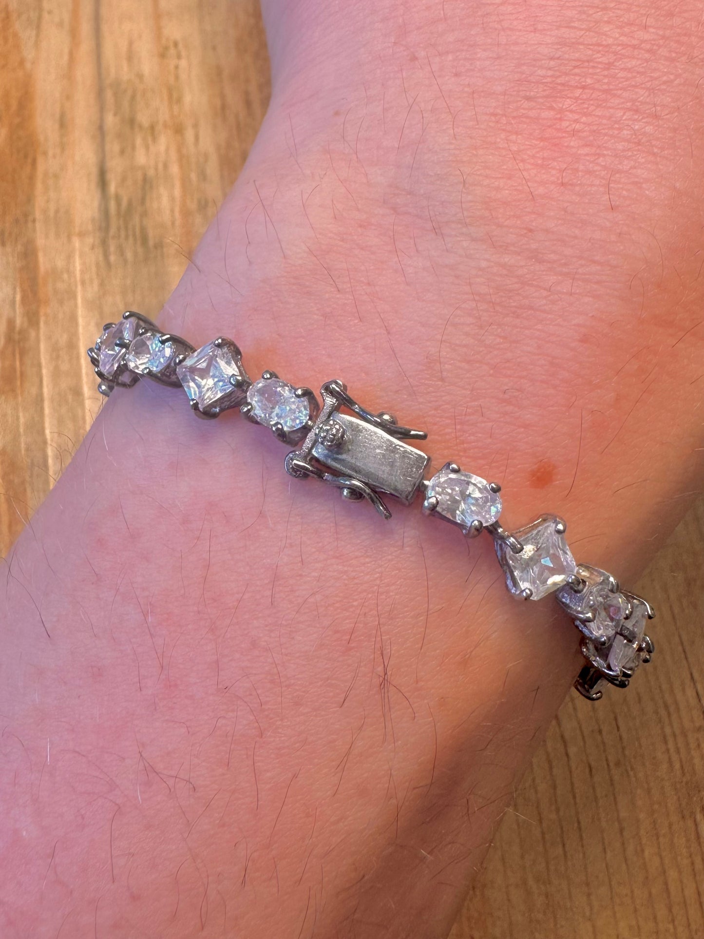 White Stone Tennis 925 Sterling Silver 7.5 inch Bracelet