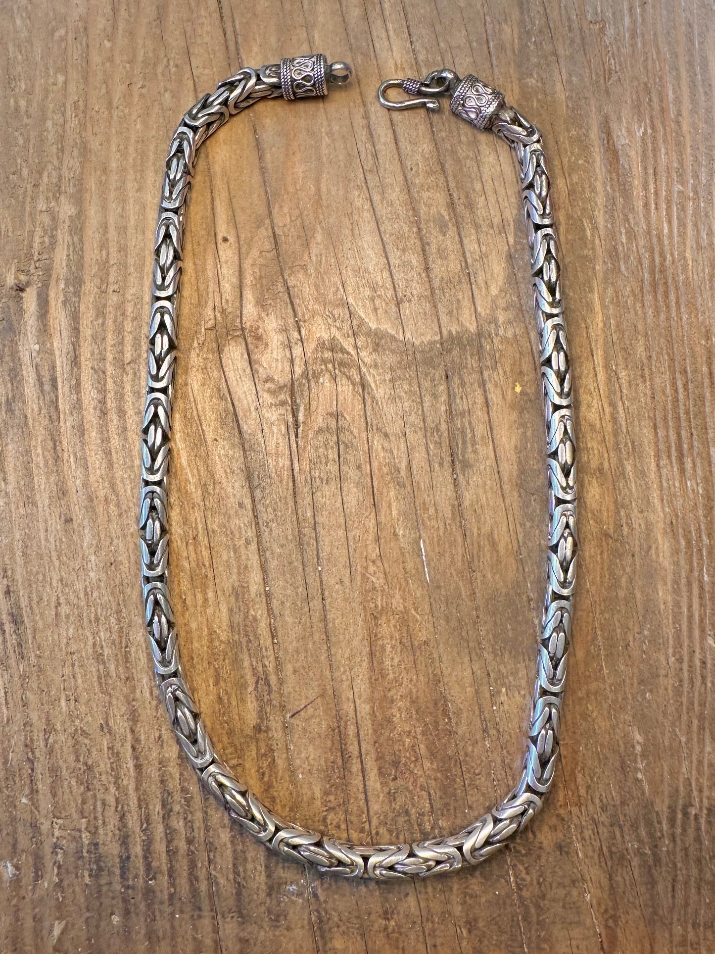 Chunky Byzantine Hook Clasps 925 Sterling Silver 18 inch Necklace