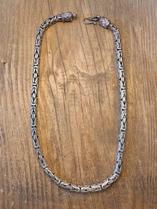Chunky Byzantine Hook Clasps 925 Sterling Silver 18 inch Necklace