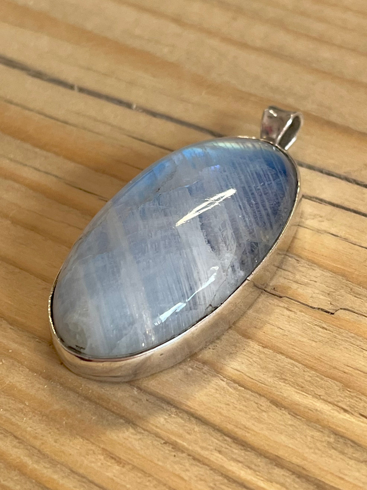 Large Oval Moonstone 925 Sterling Silver Pendant