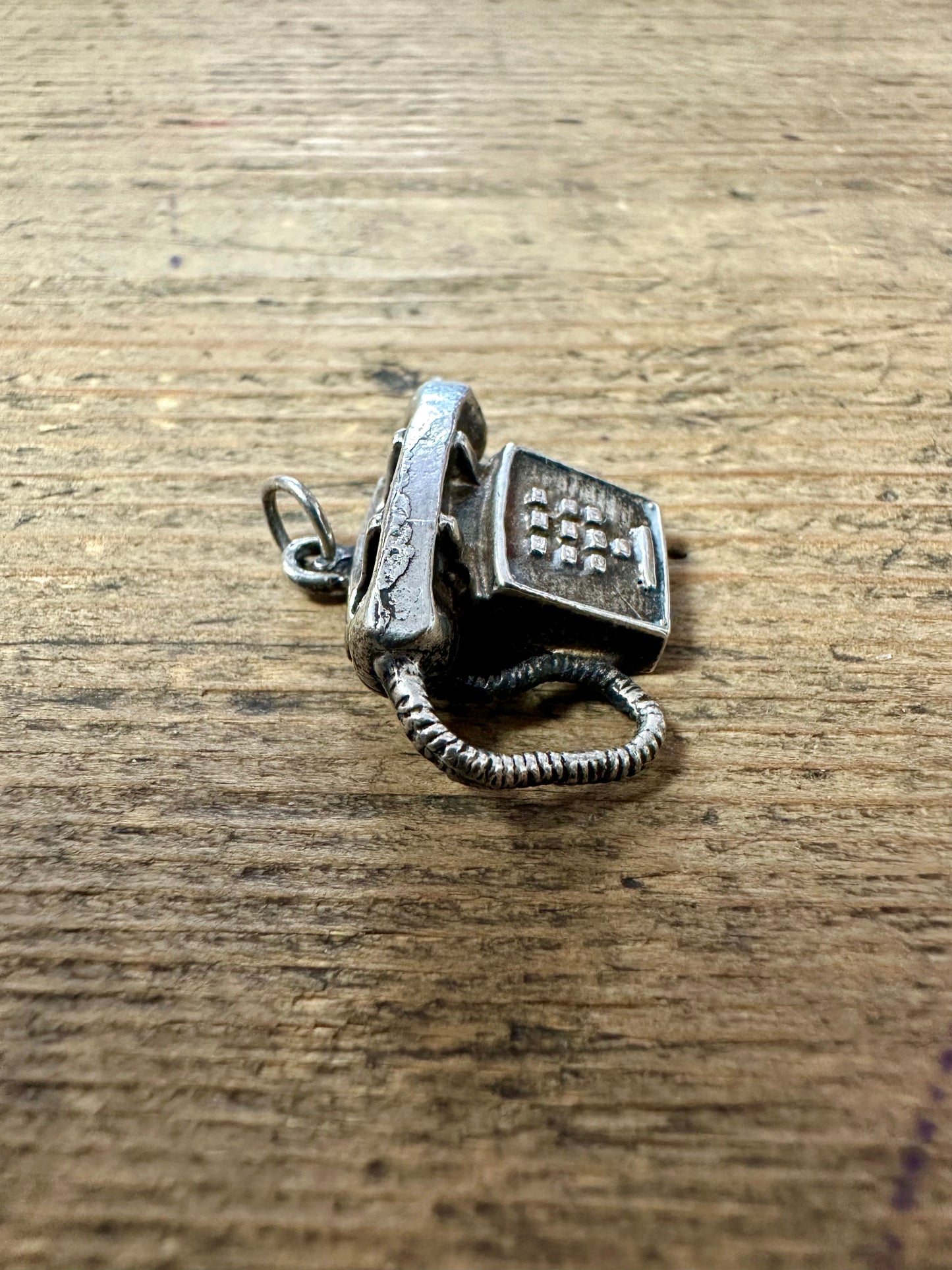 Vintage Telephone 925 Silver Charm Pendant