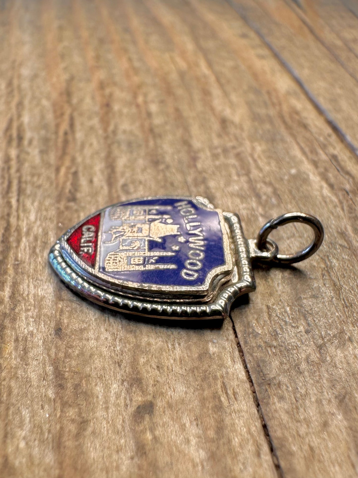 Hollywood California Shield 925 Sterling Silver Charm Pendant