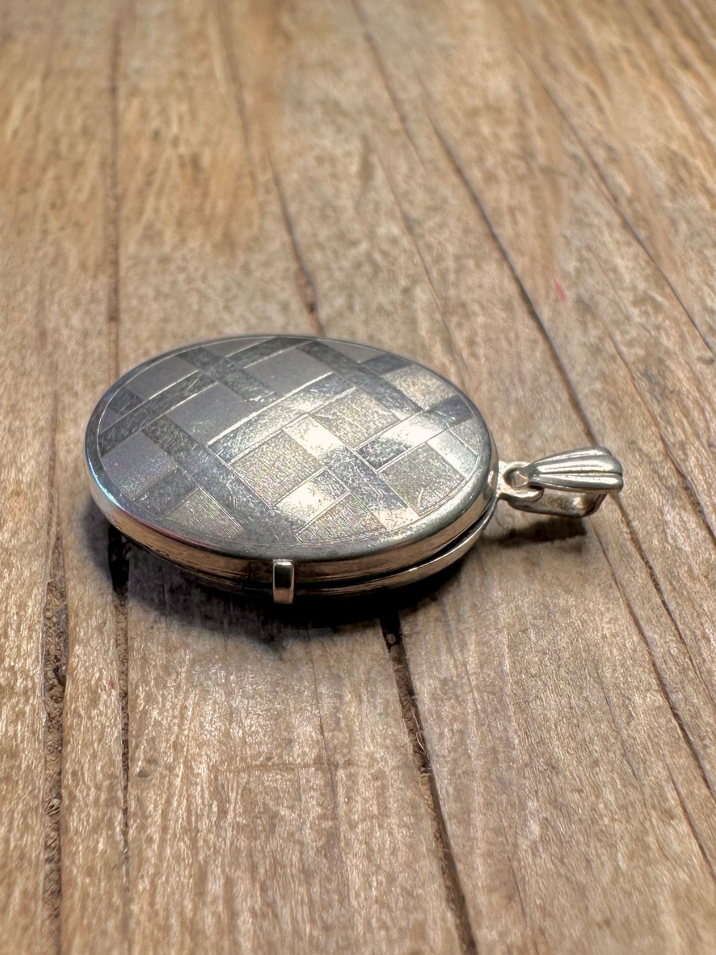 Vintage graviertes Medaillon 925 Sterling Silber Anhänger
