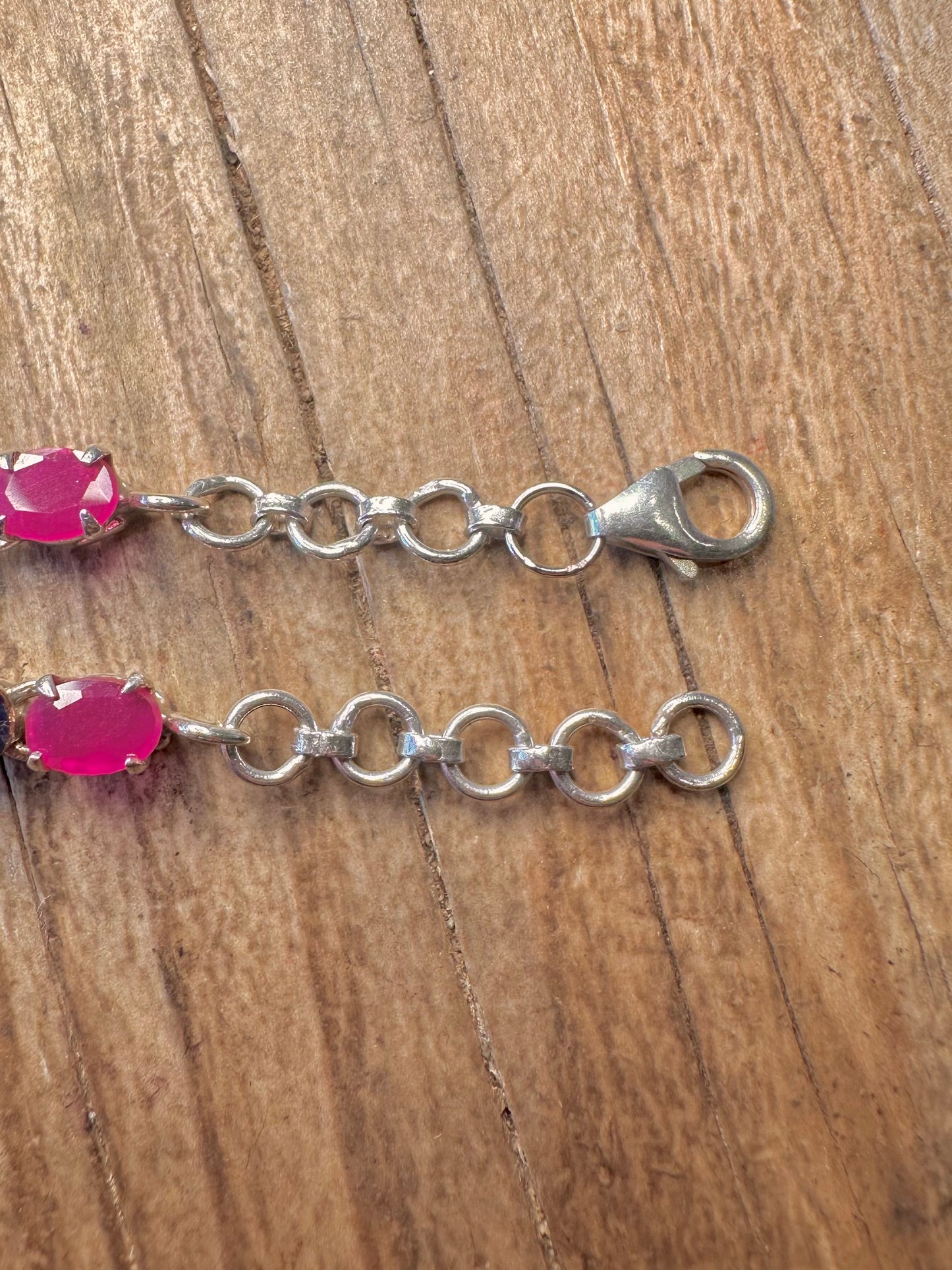 Modern Multi Gemstone Tennis 925 Sterling Silver 7.2 to 8.2 inch Bracelet