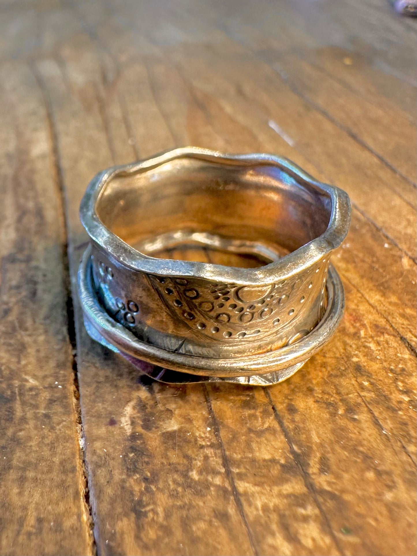 Wavy Band Decorative Spinner 925 Sterling Silver Size U1/2 Ring