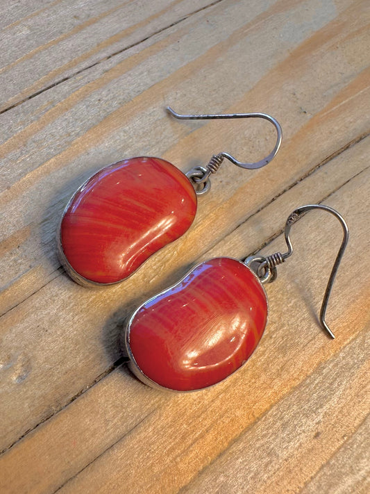 Abstract Coral Bean Shape 925 Sterling Silver Earring