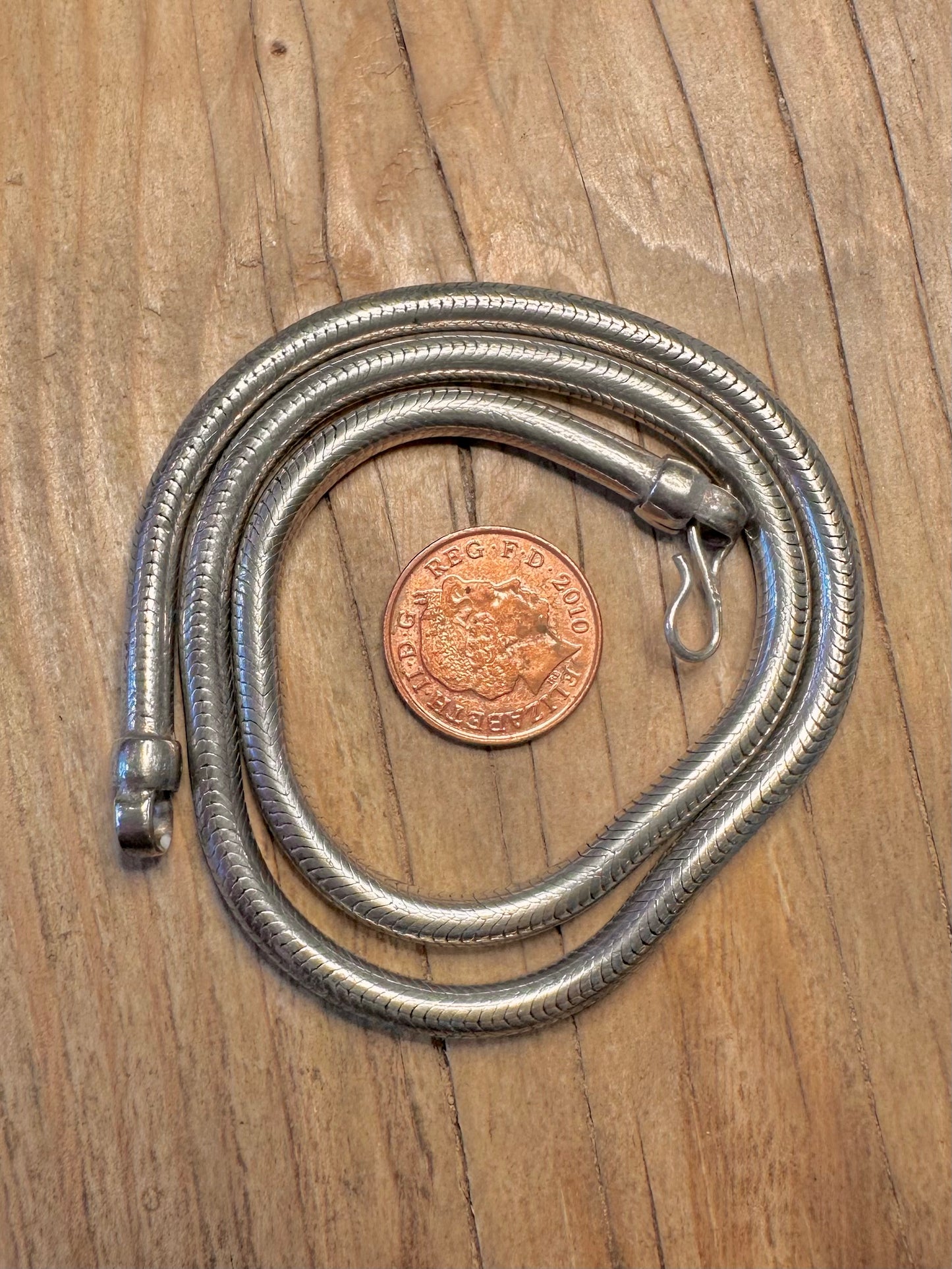 Vintage Thick Snake Chain 925 Sterling Silver 17.5 inch Necklace