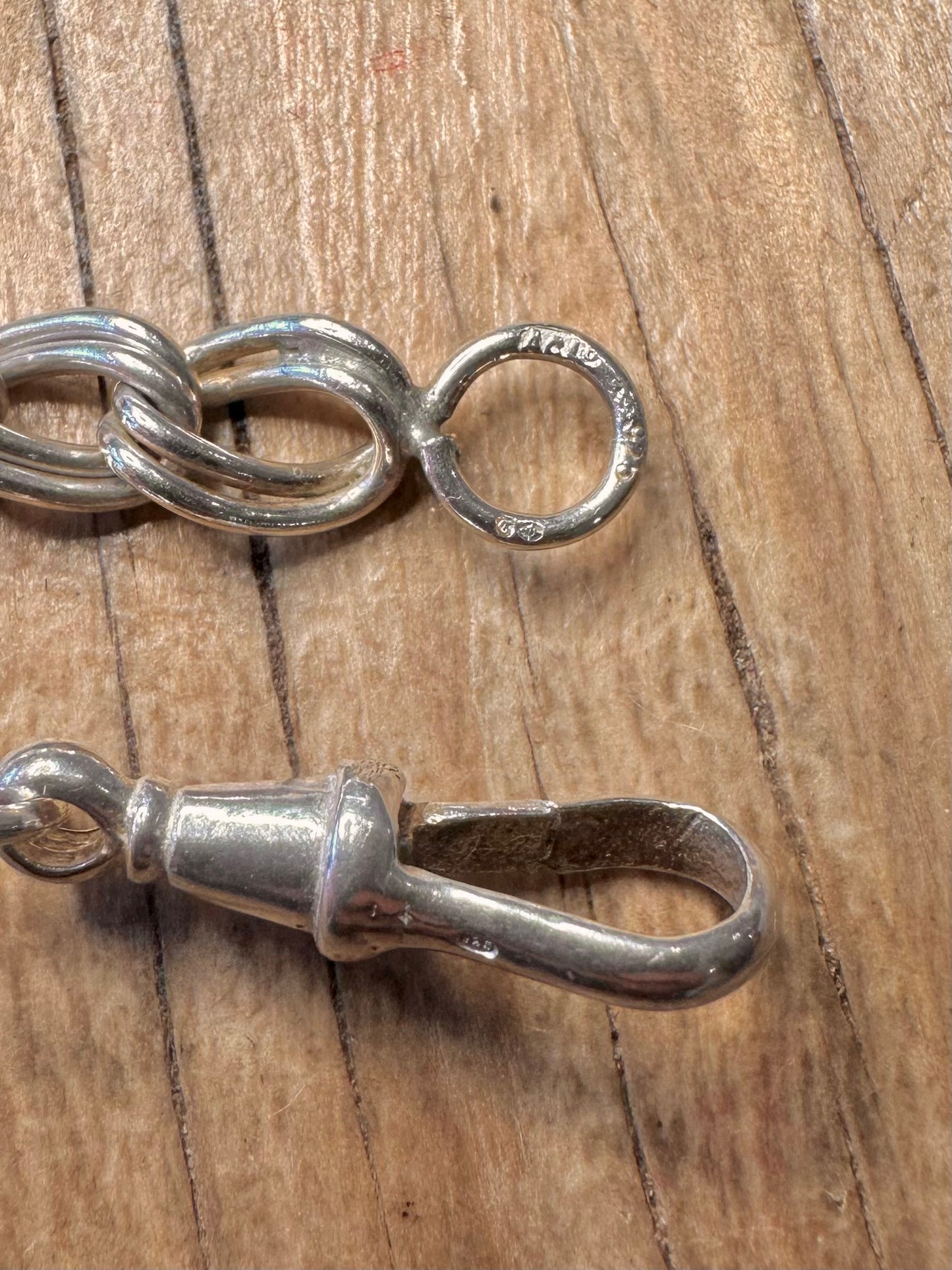 Vintage 1978 Double Link Curb Chain 925 Sterling Silver 8.3 inch Bracelet