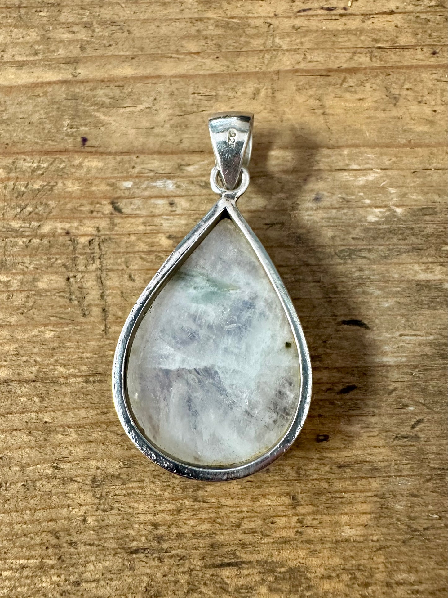 Large Rainbow Moonstone 925 Silver Pendant