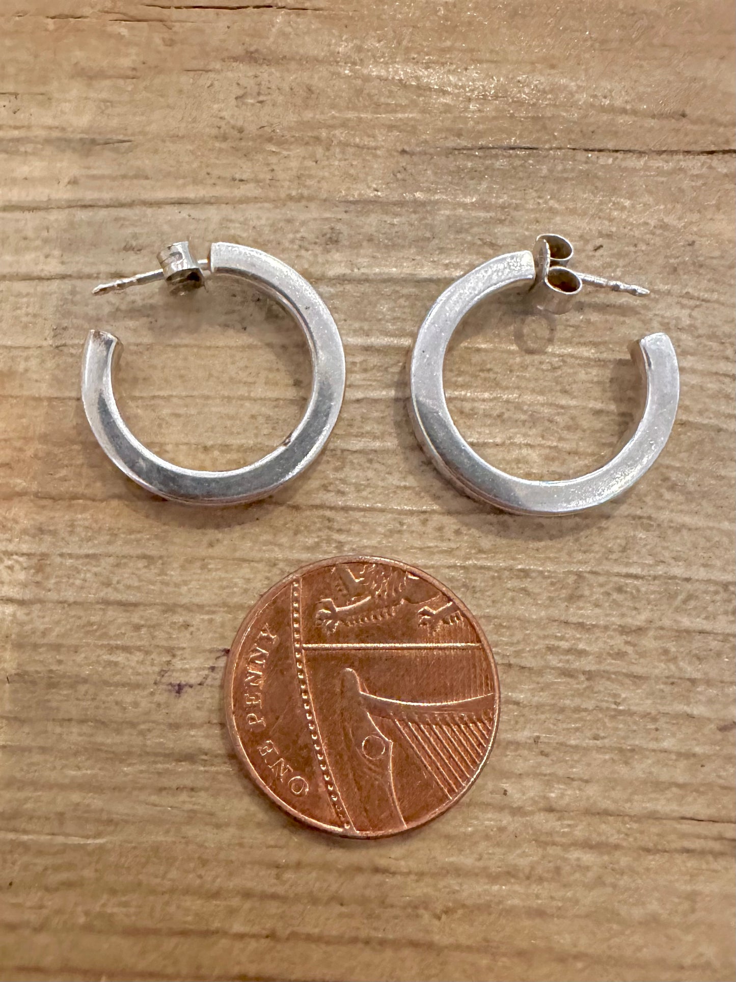 Vintage Chunky Simple Half Hoop 925 Silver Earrings