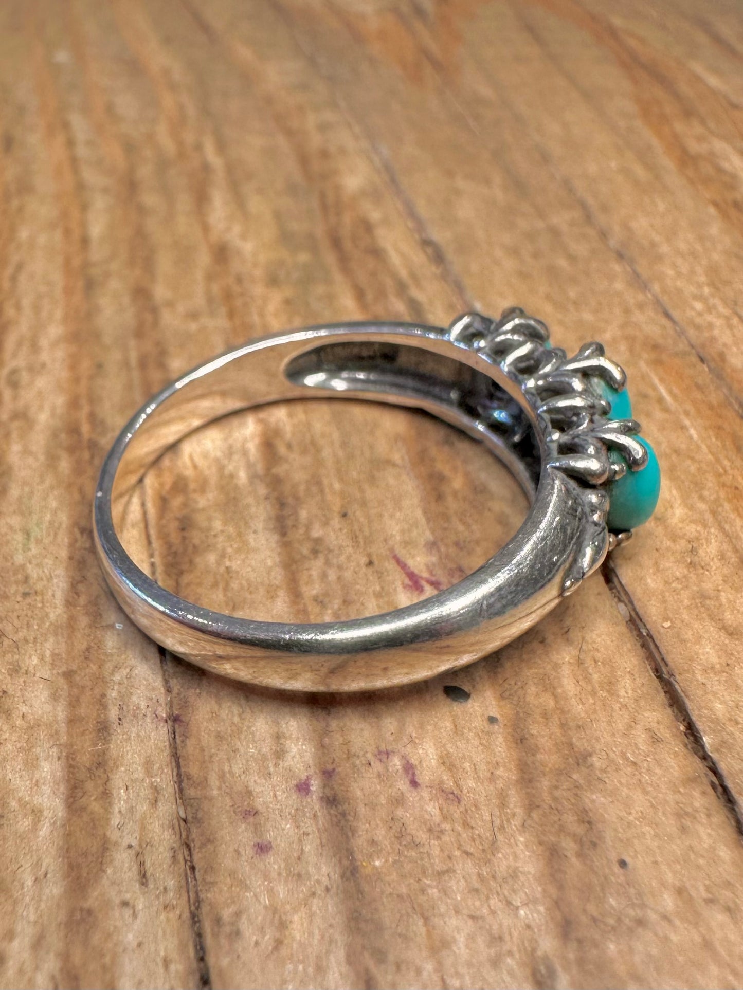 Modern Three Blue Stone 925 Sterling Silver Size U1/2 Ring