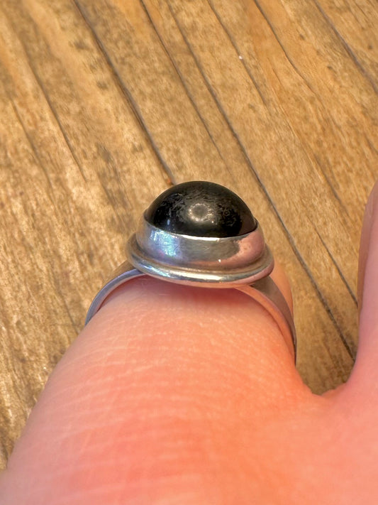 N.B Black Stone Handmade 925 Sterling Silver Size O Ring