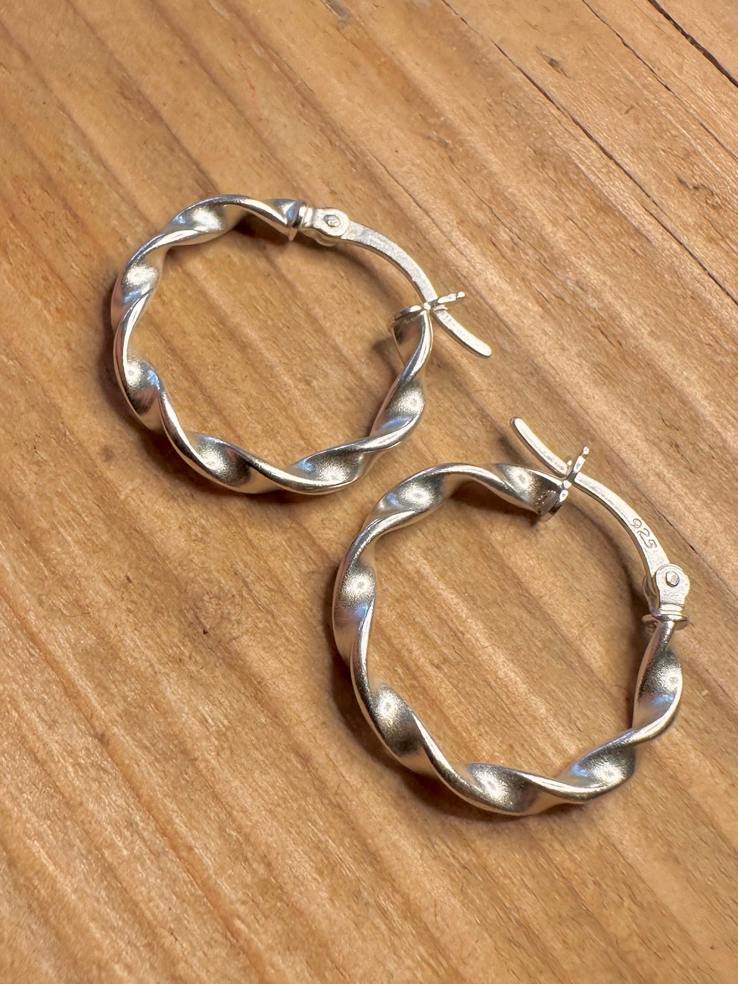 Vintage Twisted Hoops 925 Sterling Silver Earrings
