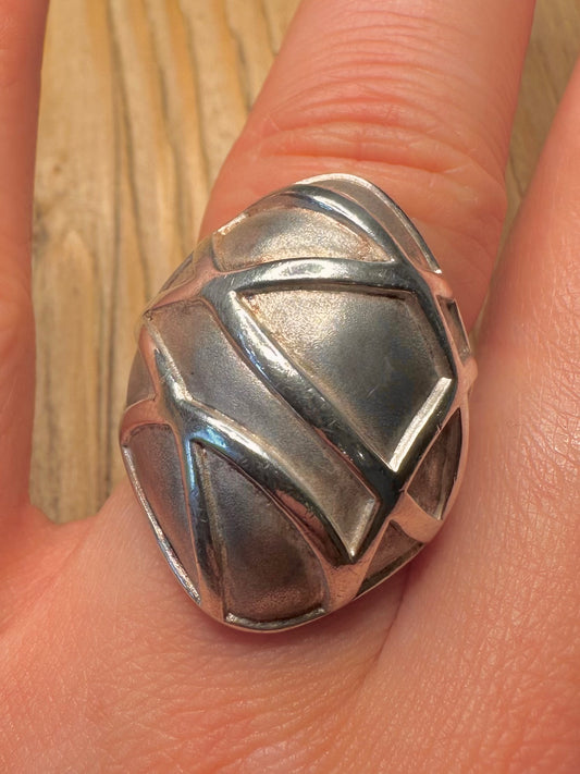 Abstract Dome 925 Sterling Silver Size N Ring