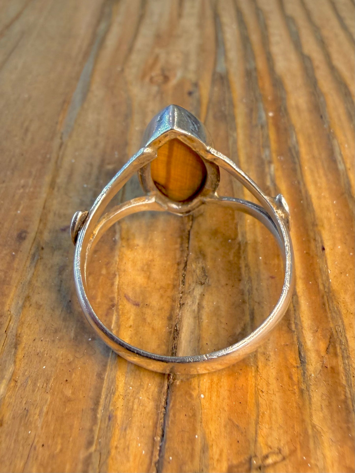 Tigers Eye Split Band 925 Sterling Silver Size U1/2 Ring