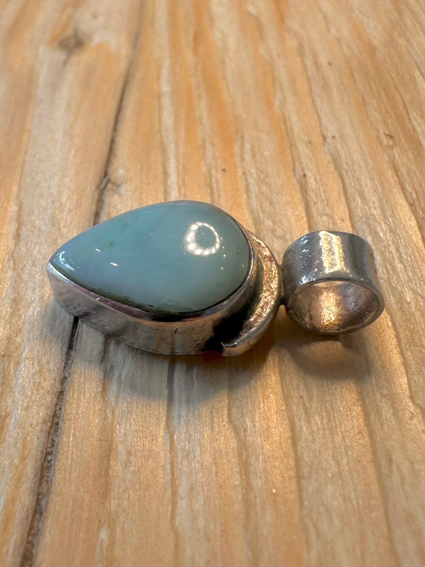 Vintage Larimar Triangle 925 Silver Pendant