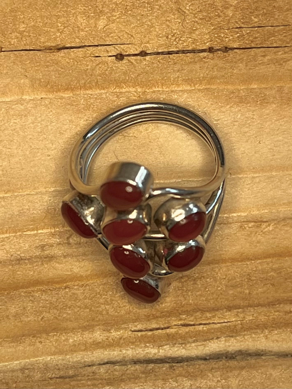 Multi-Gem Carnelian 925 Sterling Silver Size R/S Ring