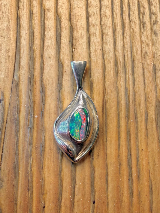 Abstract Opal 925 Sterling Silver Pendant