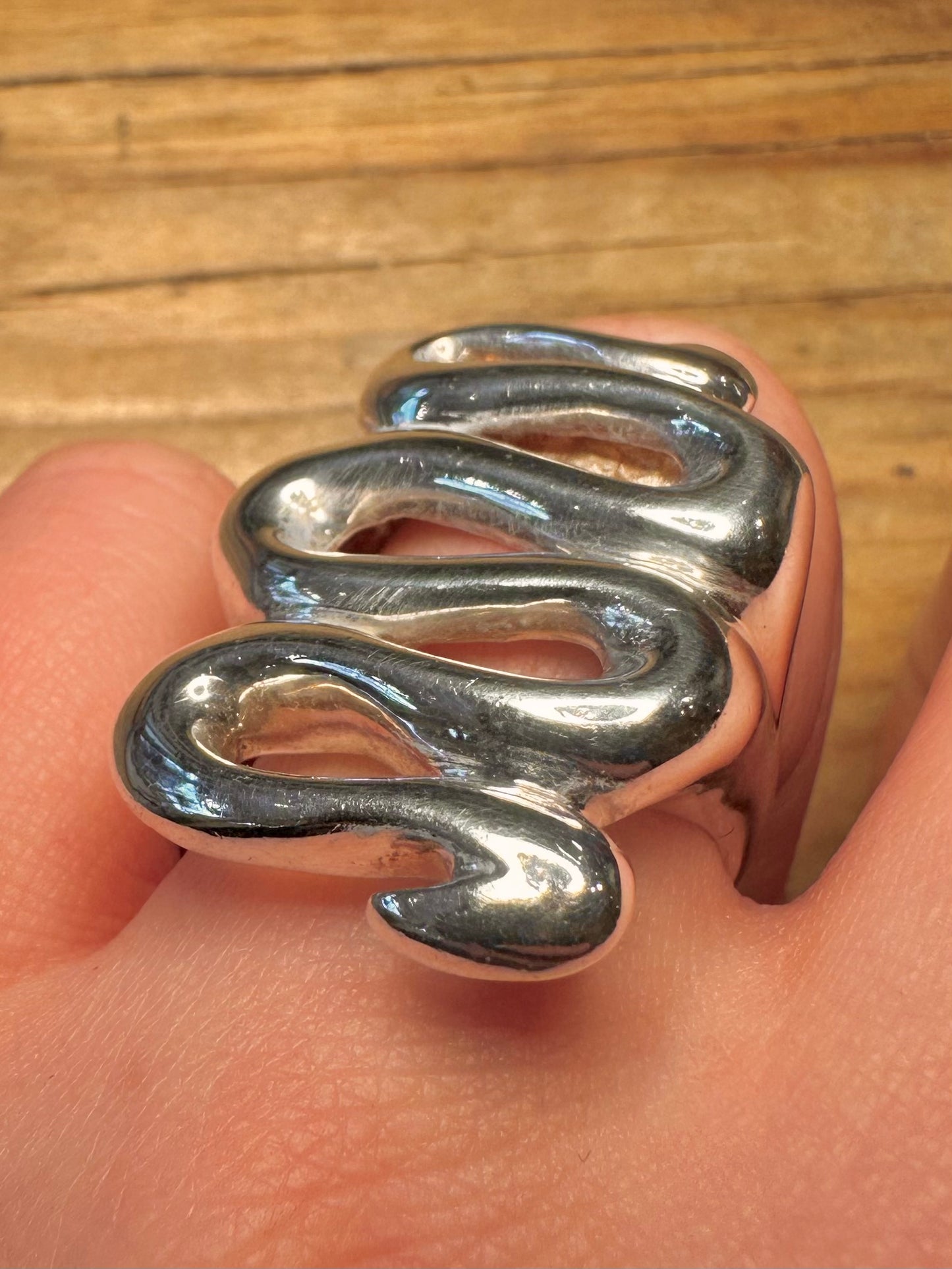 Moderner 2008 RLM Studio S-Kurve Schlange 925 Sterling Silber Ring Größe Q1/2