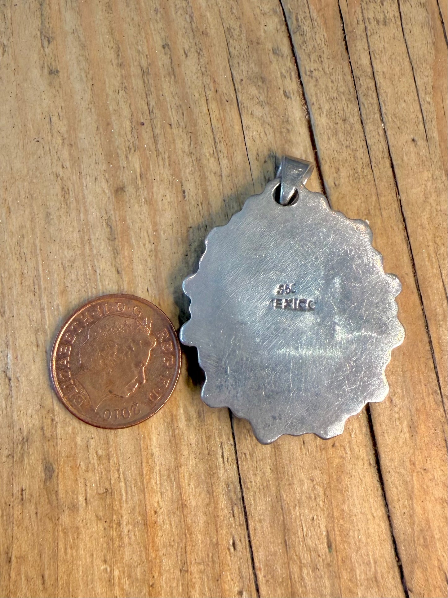 Southwestern Style Mexican Turquoise 925 Sterling Silver Pendant