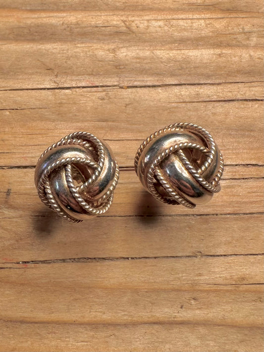 Vintage Knot Ball Stud 925 Sterling Silver Earrings