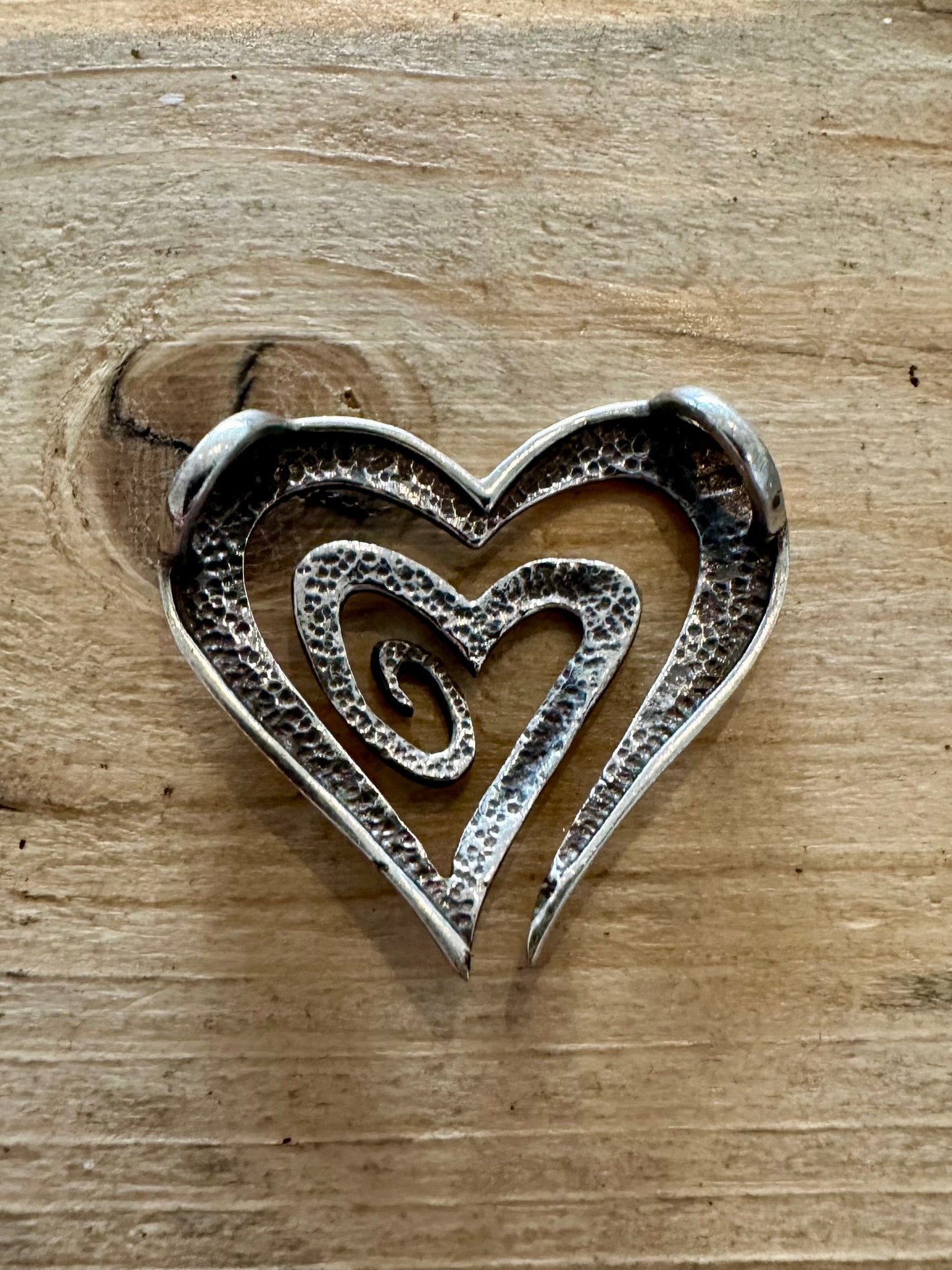 Vintage Abstract Heart 925 Silver Pendant