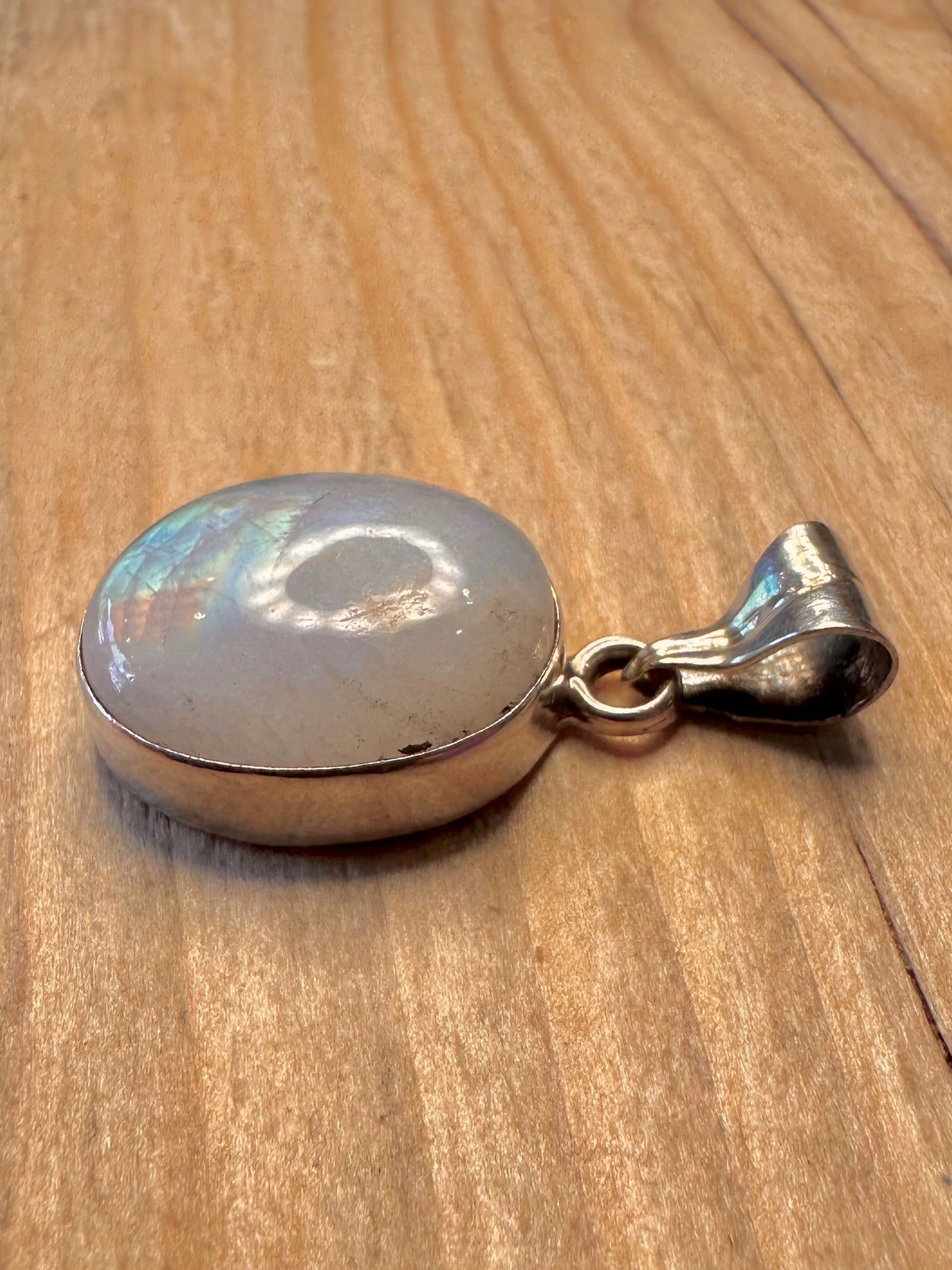 Vintage Moonstone Oval 925 Sterling Silver Pendant