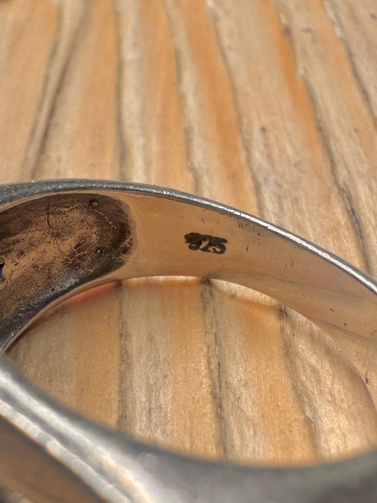 Abstract Overlapping 925 Silver Size P Ring