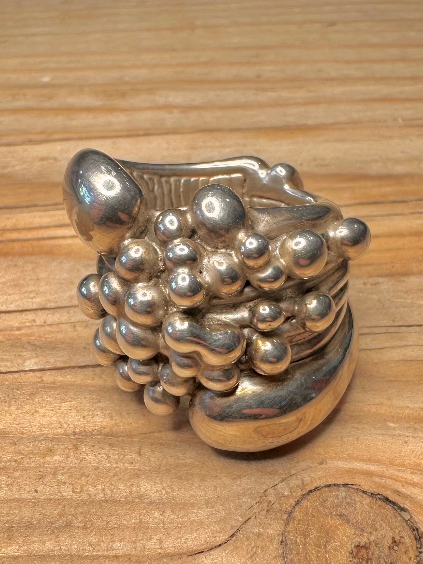 Abstract Bubble Cluster d’Argenta Hollow 925 Sterling Silver Size P Ring