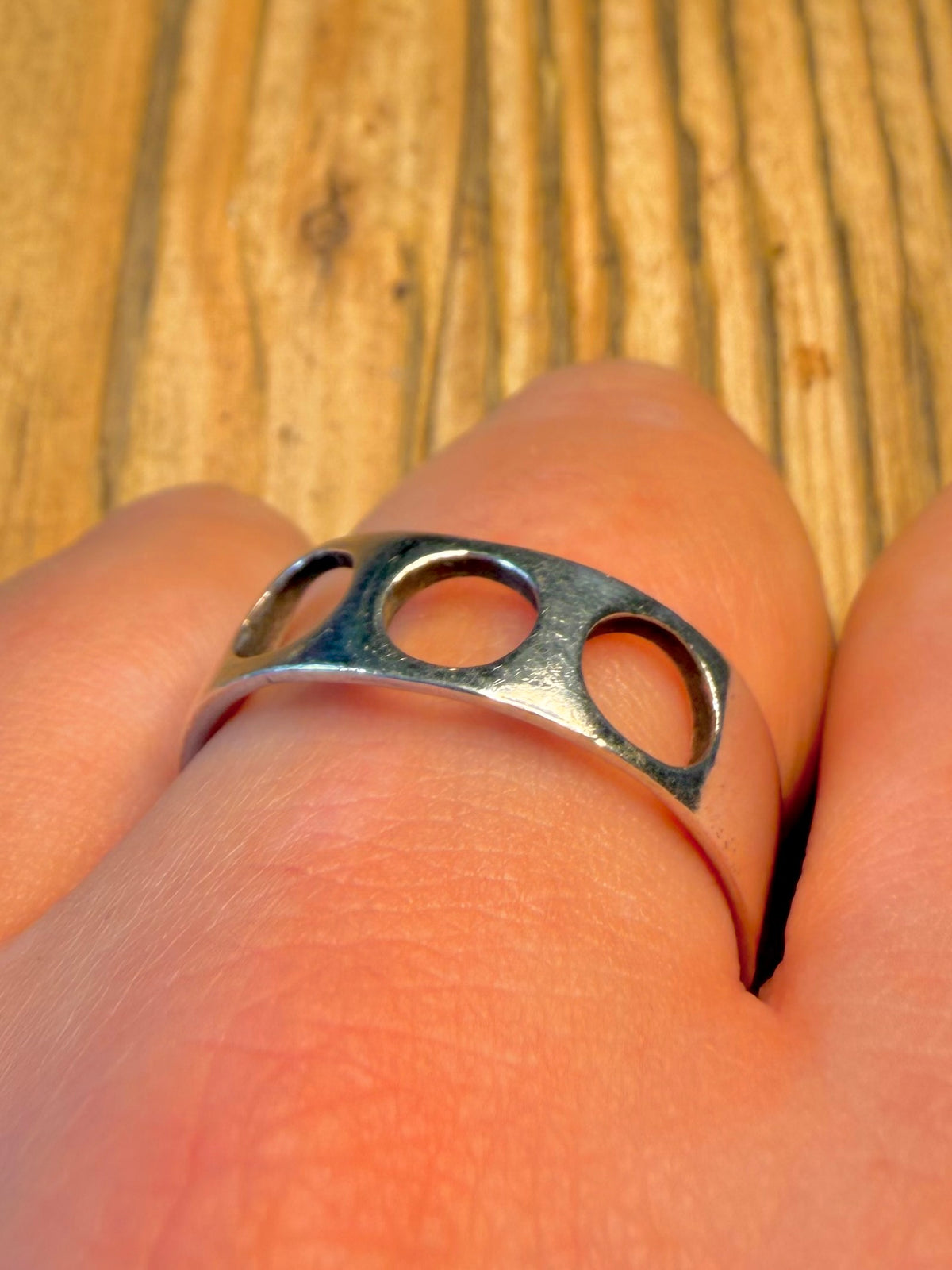 Circle Cut Out Band 925 Sterling Silver Size X Ring