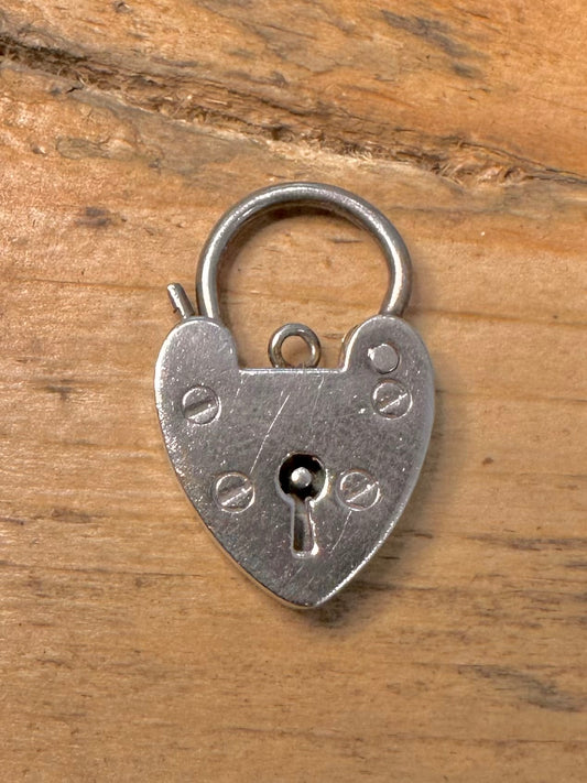 Vintage Heart Padlock 925 Silver Pendant