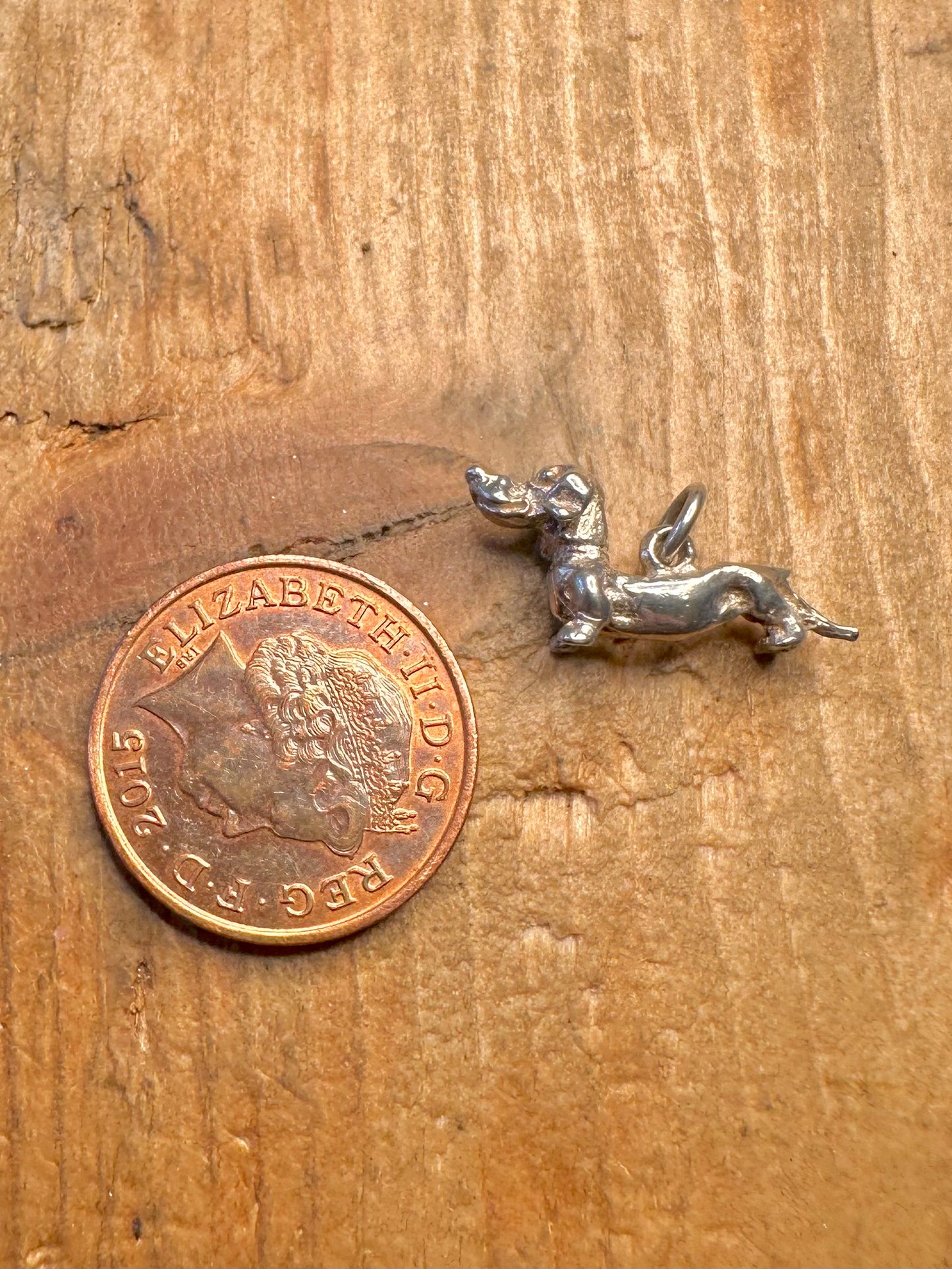Sausage Dog 925 Sterling Silver Charm Pendant