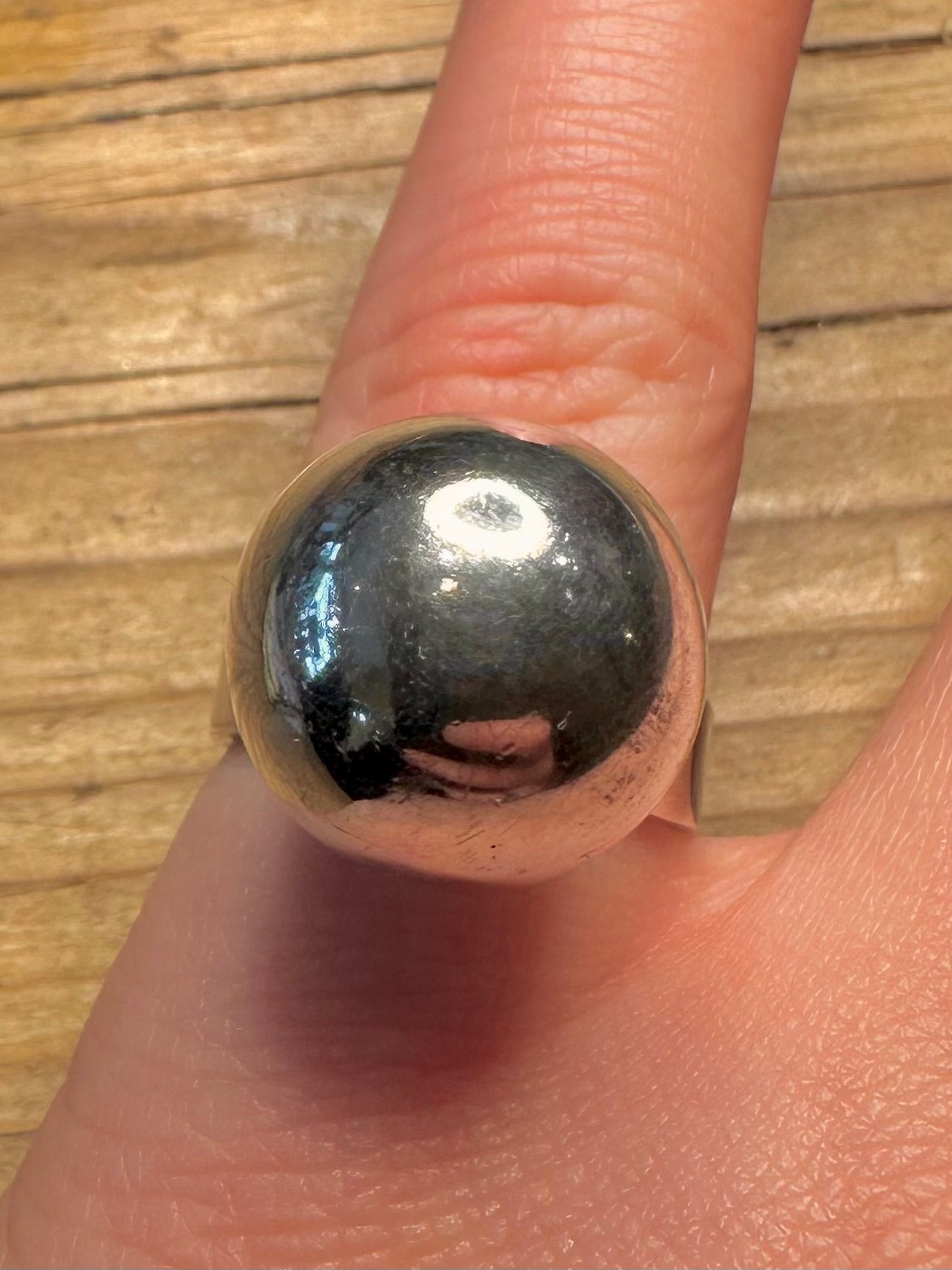 Vintage Modernist Ball Chime Mexico 925 Sterling Silver Size N Ring