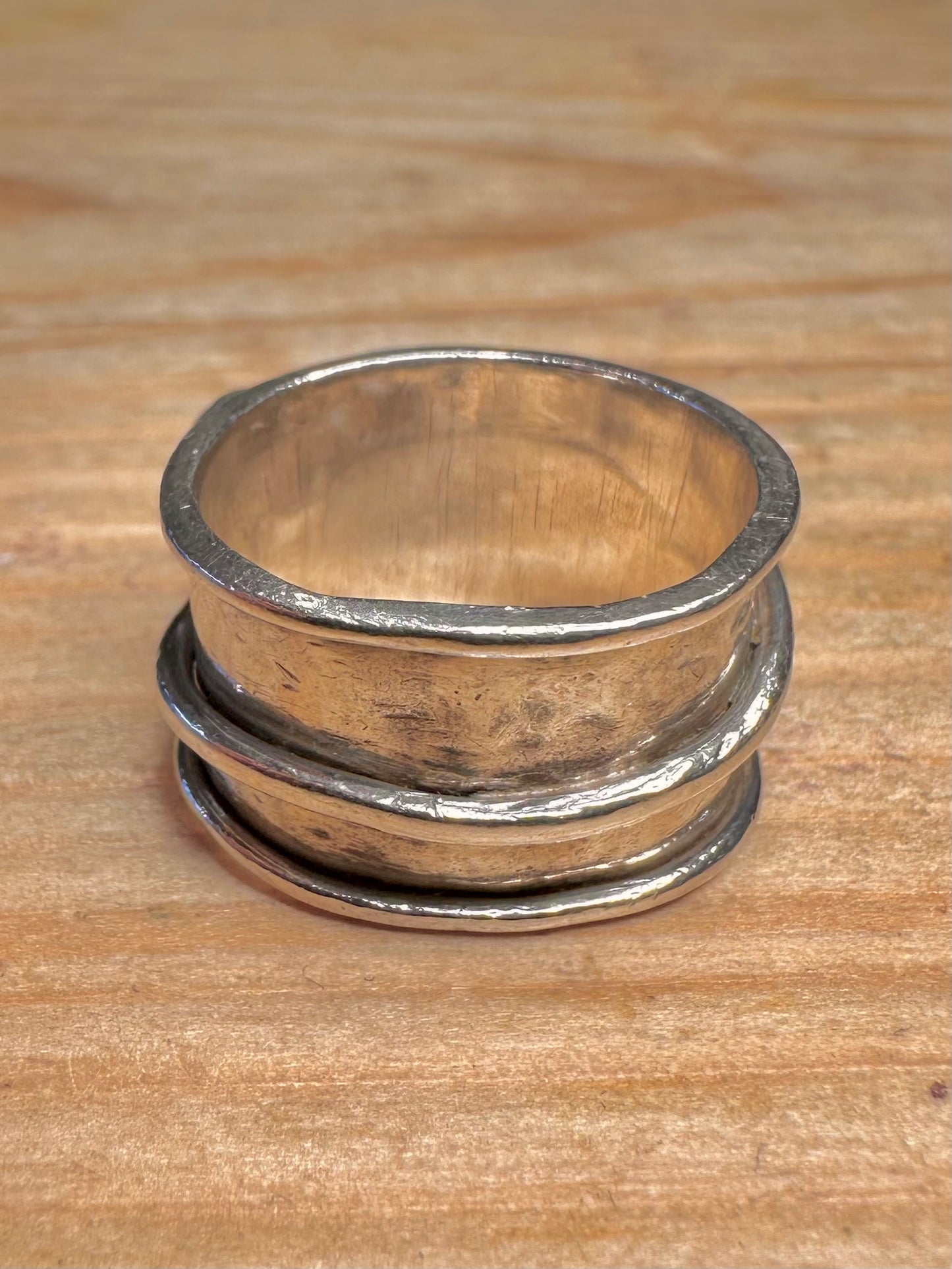 Abstract Green Stones Band 925 Sterling Silver Size N1/2 Ring