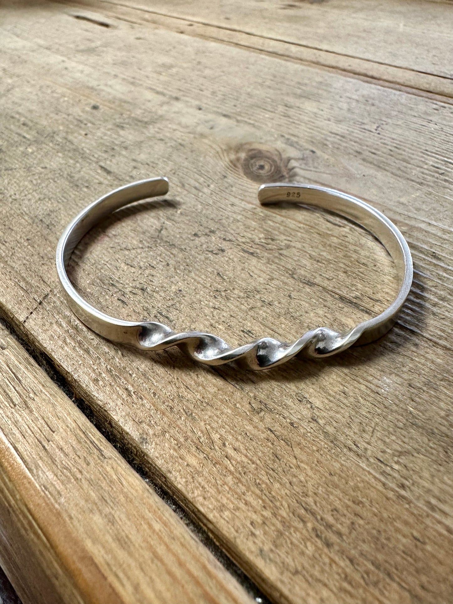 Vintage Twisted Cuff 925 Silver Bangle