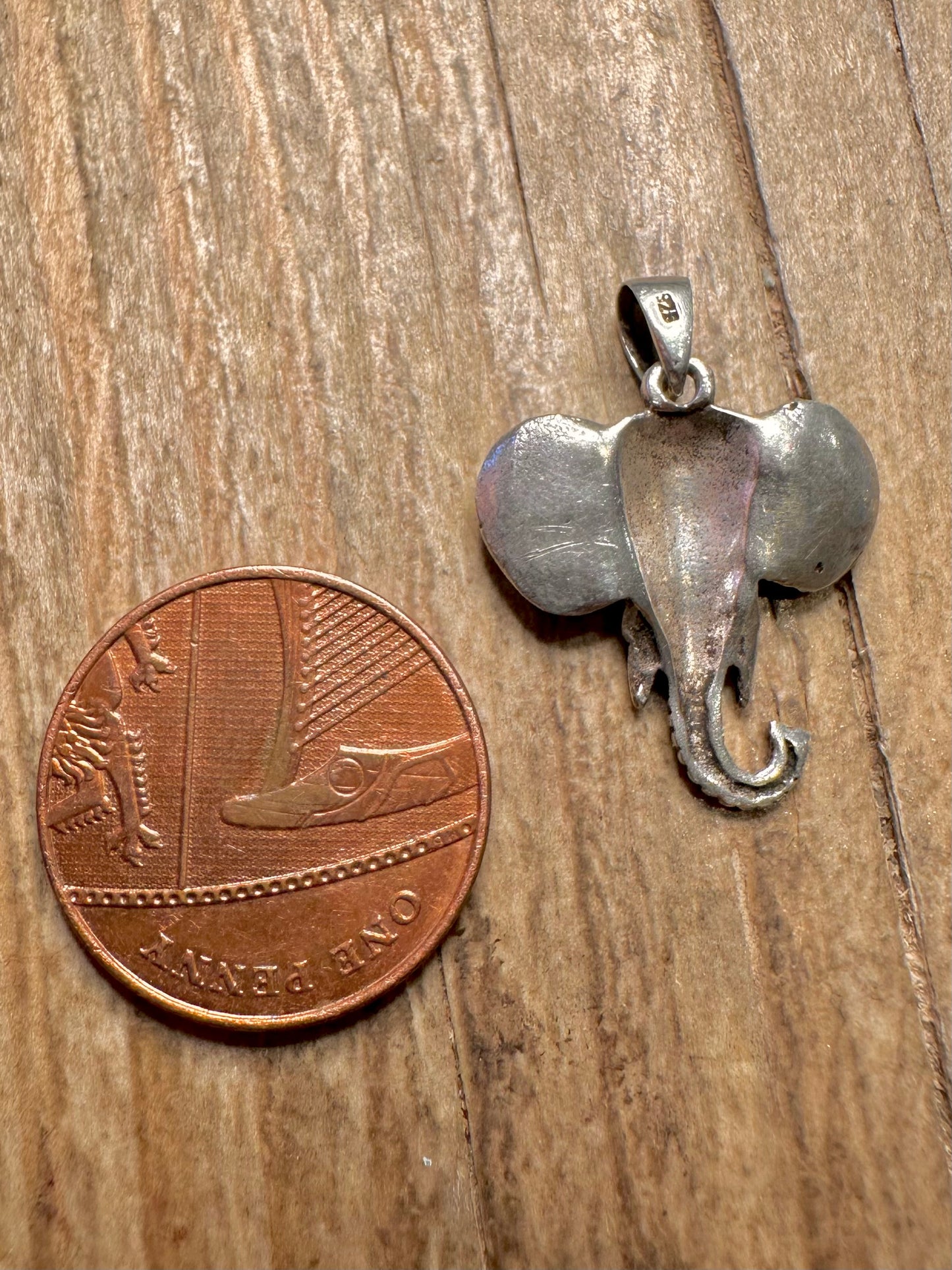 Vintage Elefantenkopf-Anhänger aus 925er Sterlingsilber