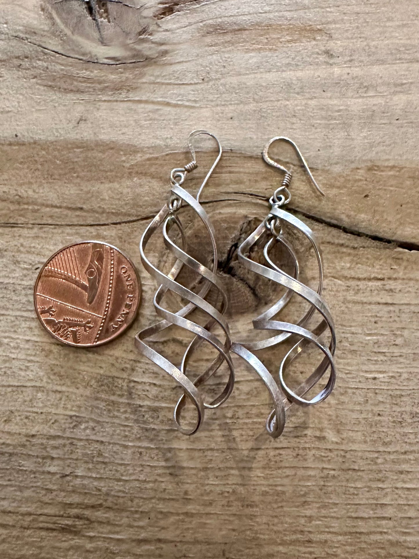 Abstract Spiral Dangle 925 Silver Earrings