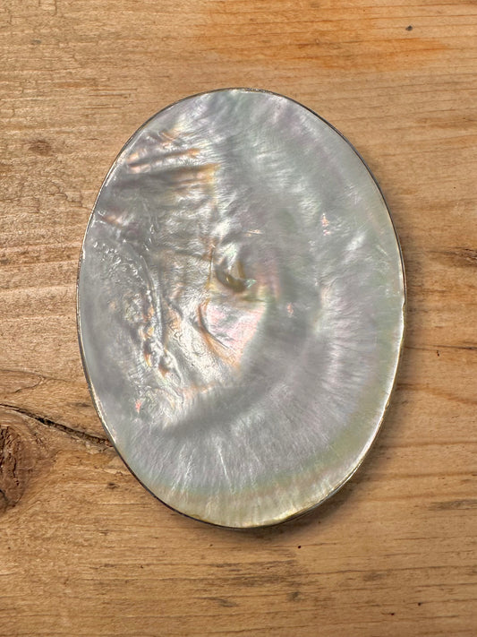 Abstract Large Mother of Pearl 925 Silver Pendant