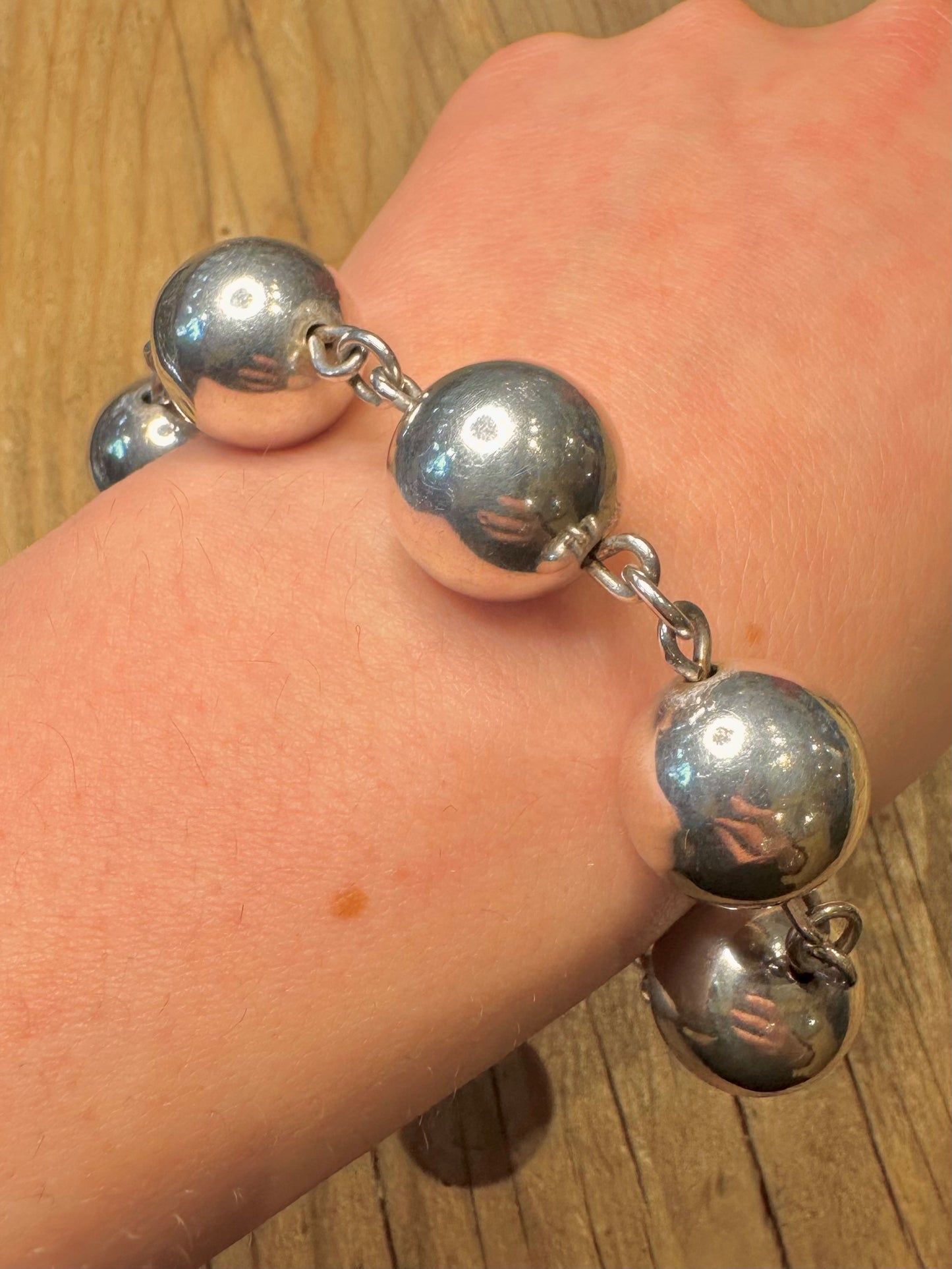 Vintage Chunky Ball Chain 925 Sterling Silver 9 inch Bracelet