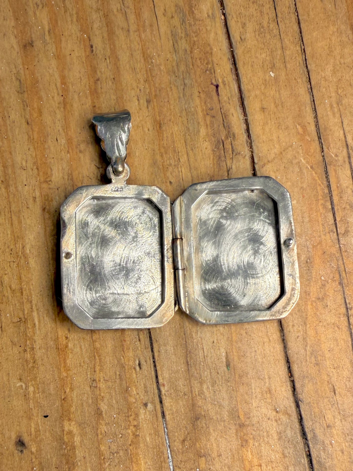 Rectangle Engraved Locket 925 Sterling Silver Pendant